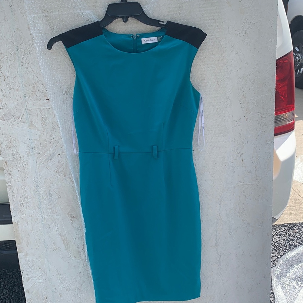 Business Calvin Klein Green Sleeveless Dress